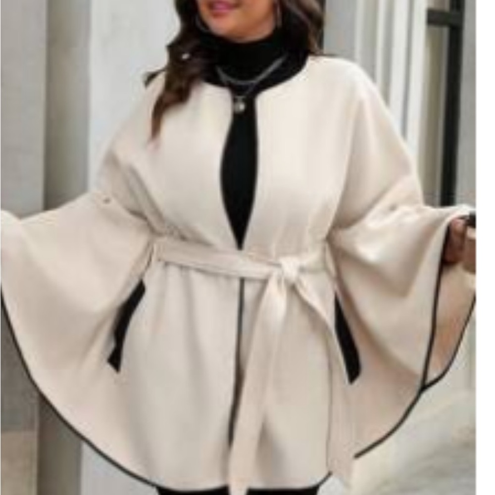 SHEIN Clasi Plus Size Belt ed Long Sleeve Open Front
Apricot / 16(2XL)